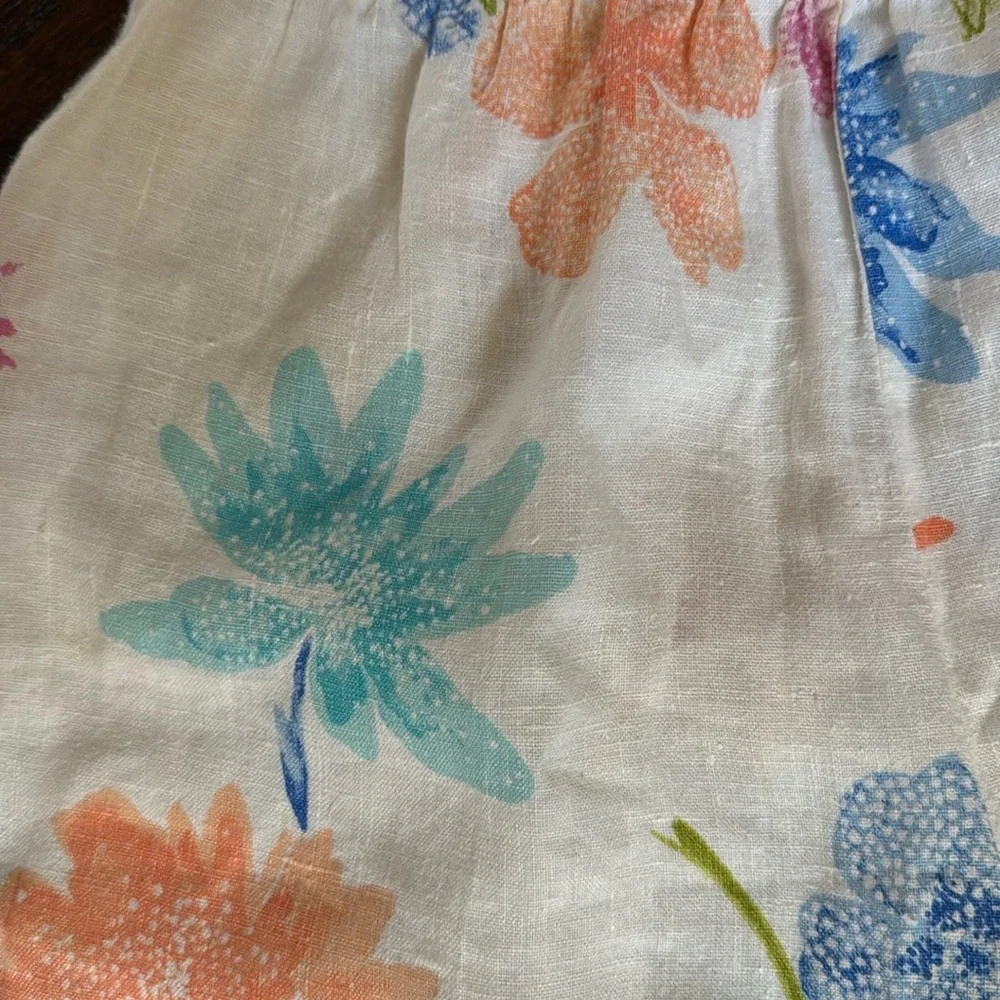 Hot Cotton by Marc Ware 100% linen pastel floral elastic waist pants. Large. - Picture 3 of 6
